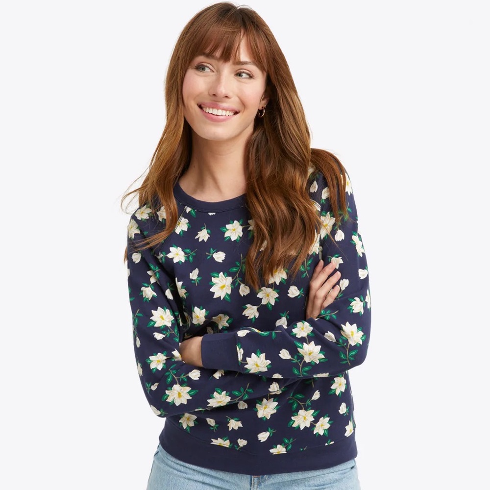 Excess Draper James Natalie Sweatshirt in Navy Magnolia